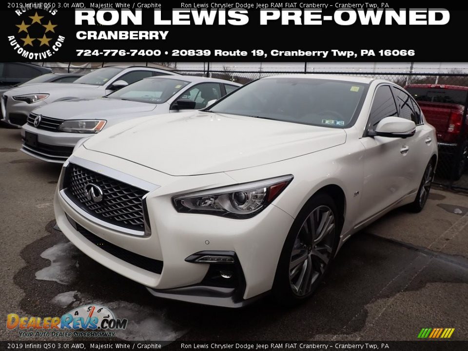 2019 Infiniti Q50 3.0t AWD Majestic White / Graphite Photo #1