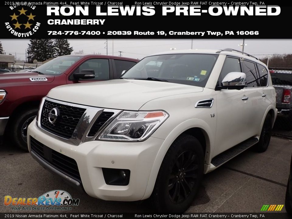 2019 Nissan Armada Platinum 4x4 Pearl White Tricoat / Charcoal Photo #1