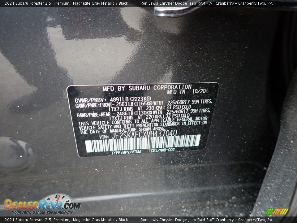 2021 Subaru Forester 2.5i Premium Magnetite Gray Metallic / Black Photo #5