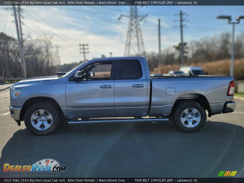 2022 Ram 1500 Big Horn Quad Cab 4x4 Billet Silver Metallic / Black/Diesel Gray Photo #3