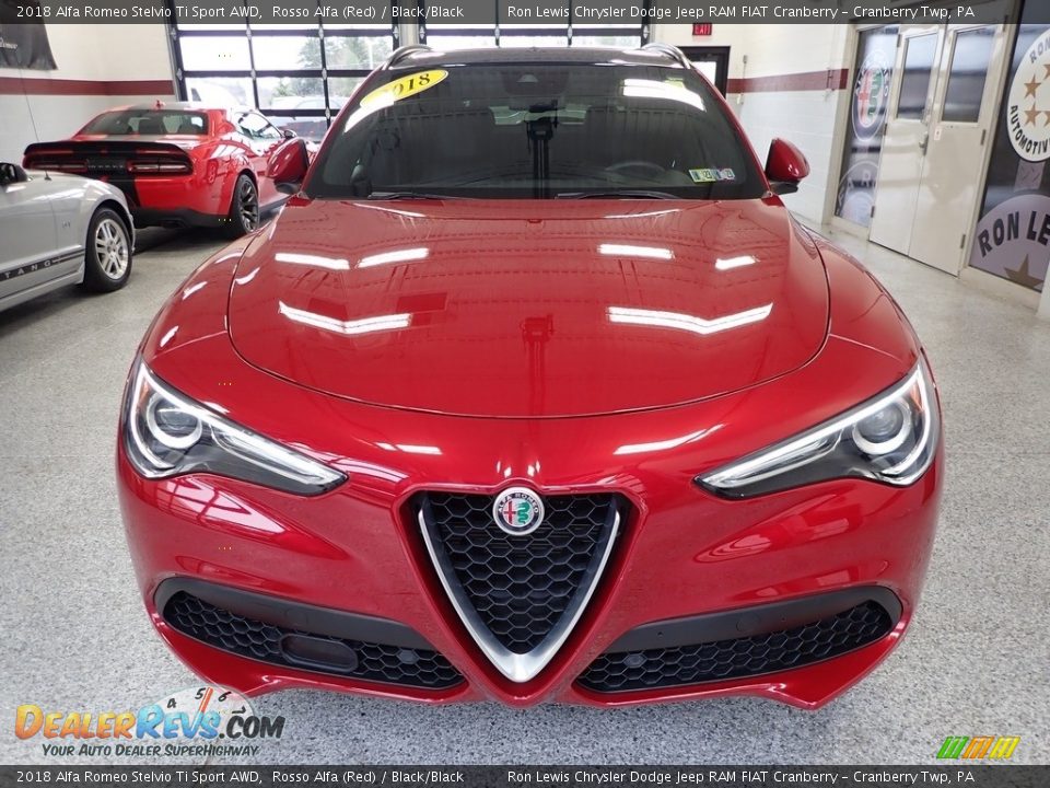 2018 Alfa Romeo Stelvio Ti Sport AWD Rosso Alfa (Red) / Black/Black Photo #2