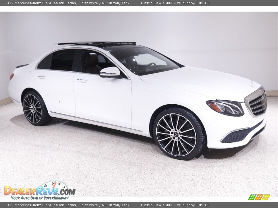 2019 Mercedes-Benz E 450 4Matic Sedan Polar White / Nut Brown/Black Photo #1