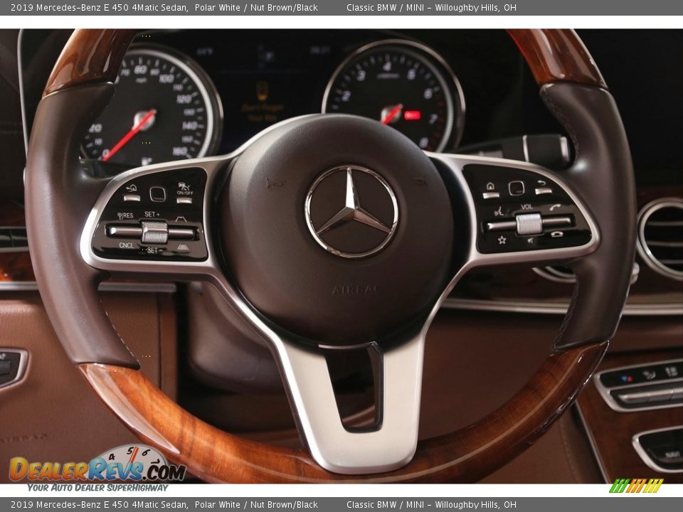 2019 Mercedes-Benz E 450 4Matic Sedan Polar White / Nut Brown/Black Photo #7