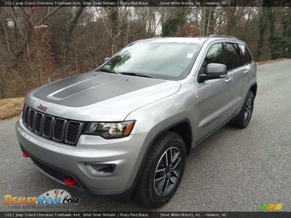 2021 Jeep Grand Cherokee Trailhawk 4x4 Billet Silver Metallic / Ruby Red/Black Photo #2