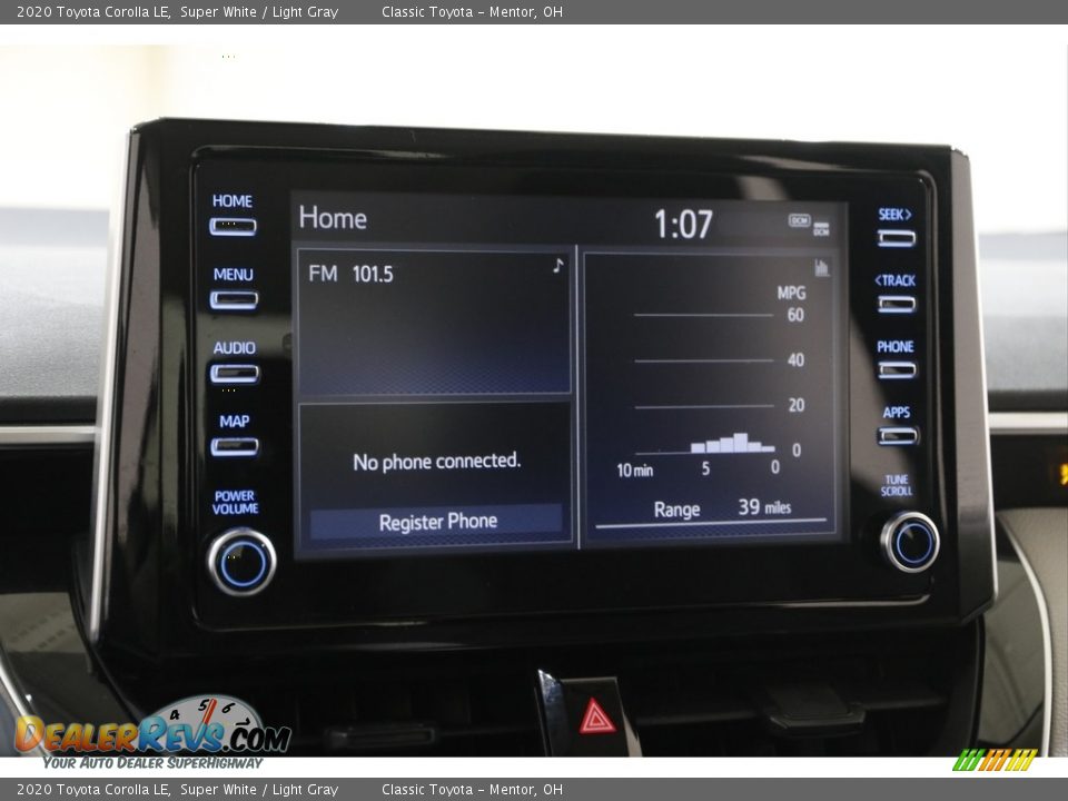 2020 Toyota Corolla LE Super White / Light Gray Photo #10