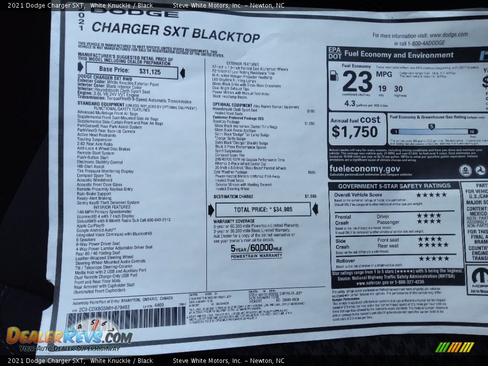 2021 Dodge Charger SXT White Knuckle / Black Photo #27
