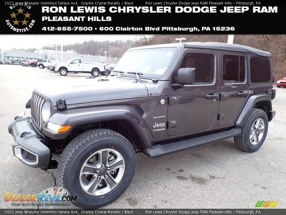 2022 Jeep Wrangler Unlimited Sahara 4x4 Granite Crystal Metallic / Black Photo #1