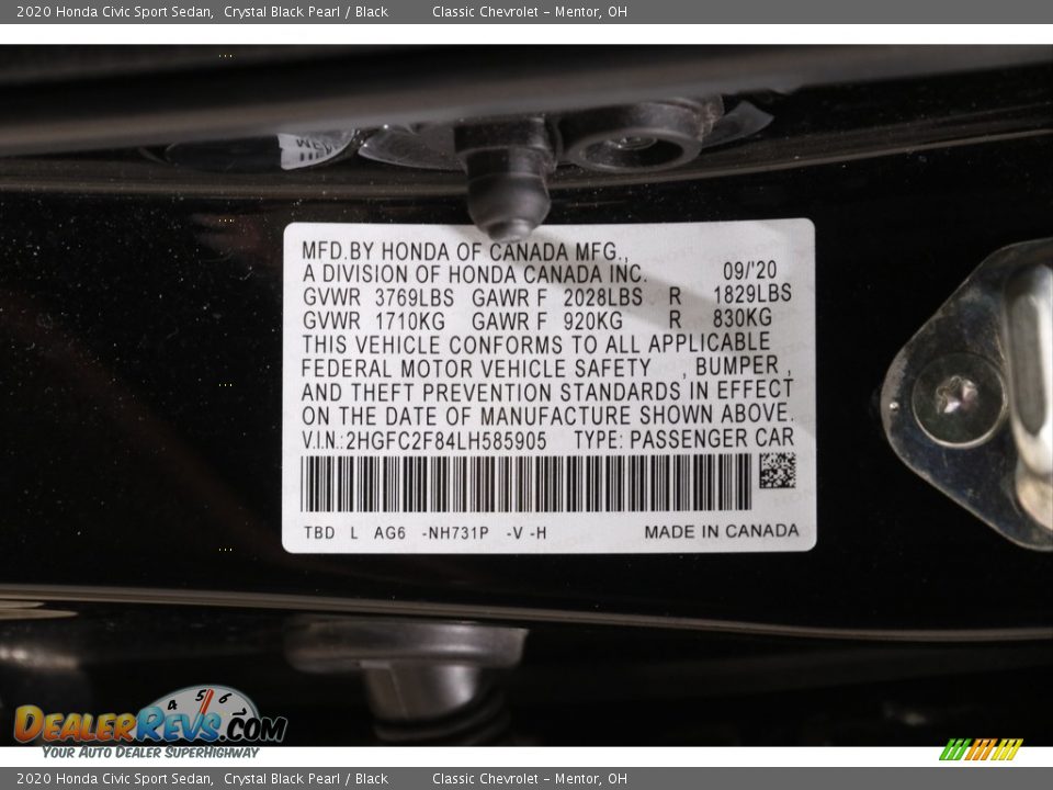 2020 Honda Civic Sport Sedan Crystal Black Pearl / Black Photo #19