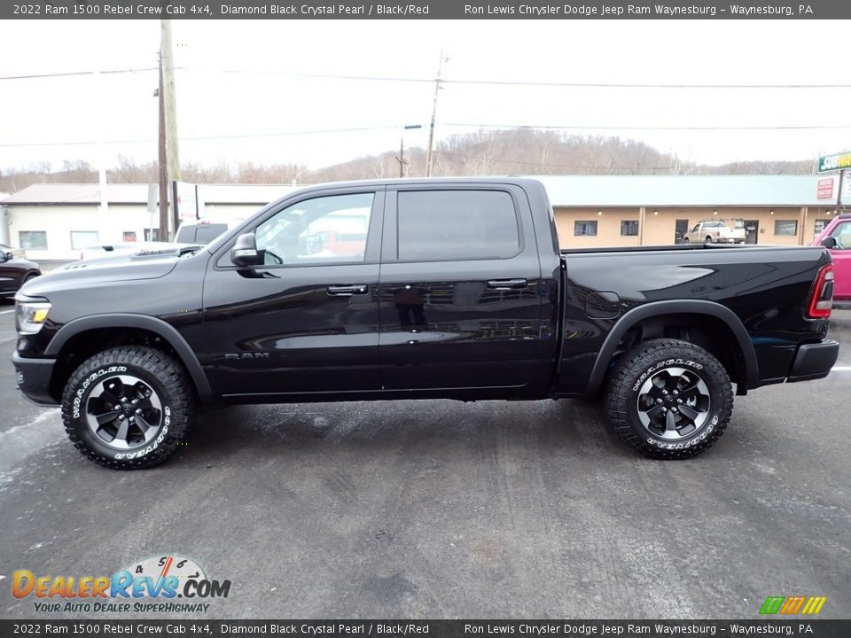 2022 Ram 1500 Rebel Crew Cab 4x4 Diamond Black Crystal Pearl / Black/Red Photo #2