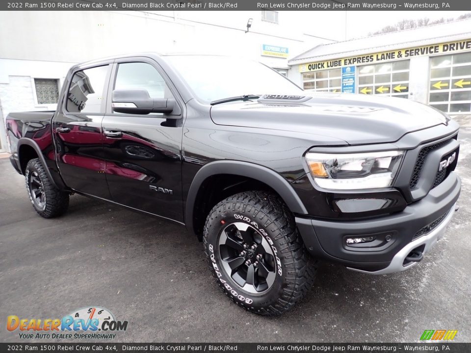 2022 Ram 1500 Rebel Crew Cab 4x4 Diamond Black Crystal Pearl / Black/Red Photo #7