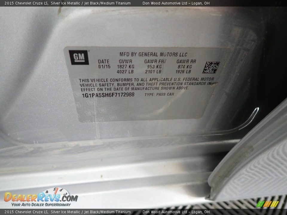 2015 Chevrolet Cruze LS Silver Ice Metallic / Jet Black/Medium Titanium Photo #34