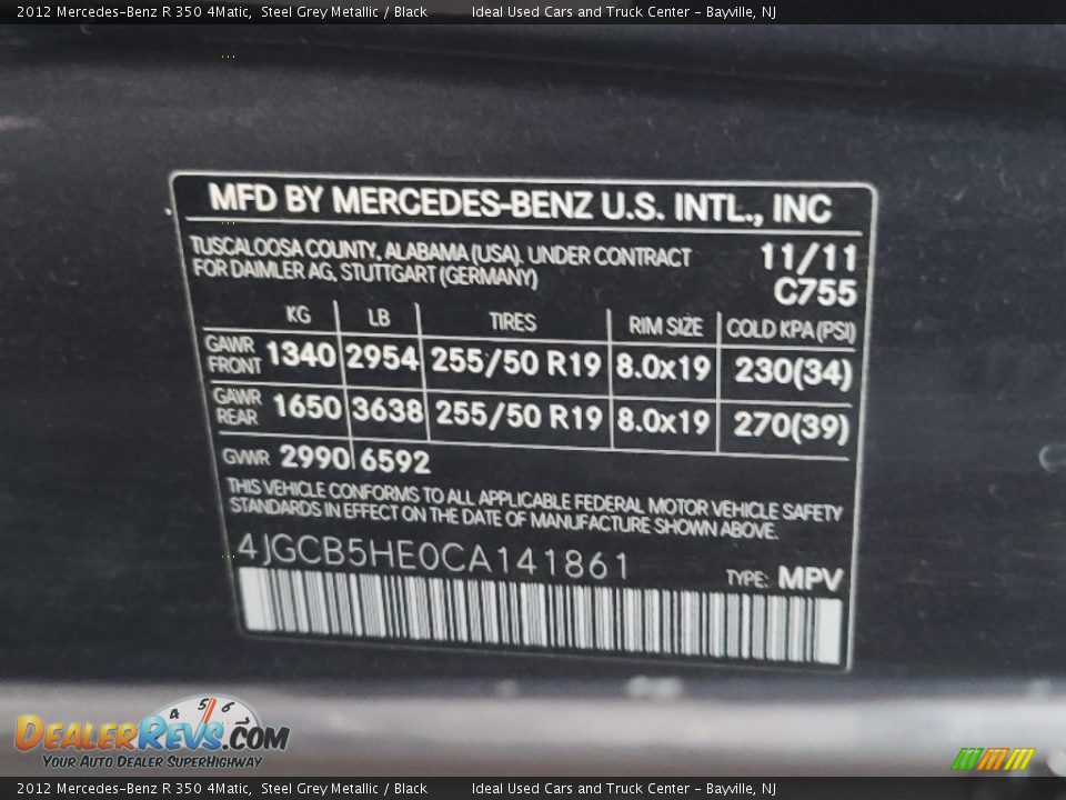 2012 Mercedes-Benz R 350 4Matic Steel Grey Metallic / Black Photo #5