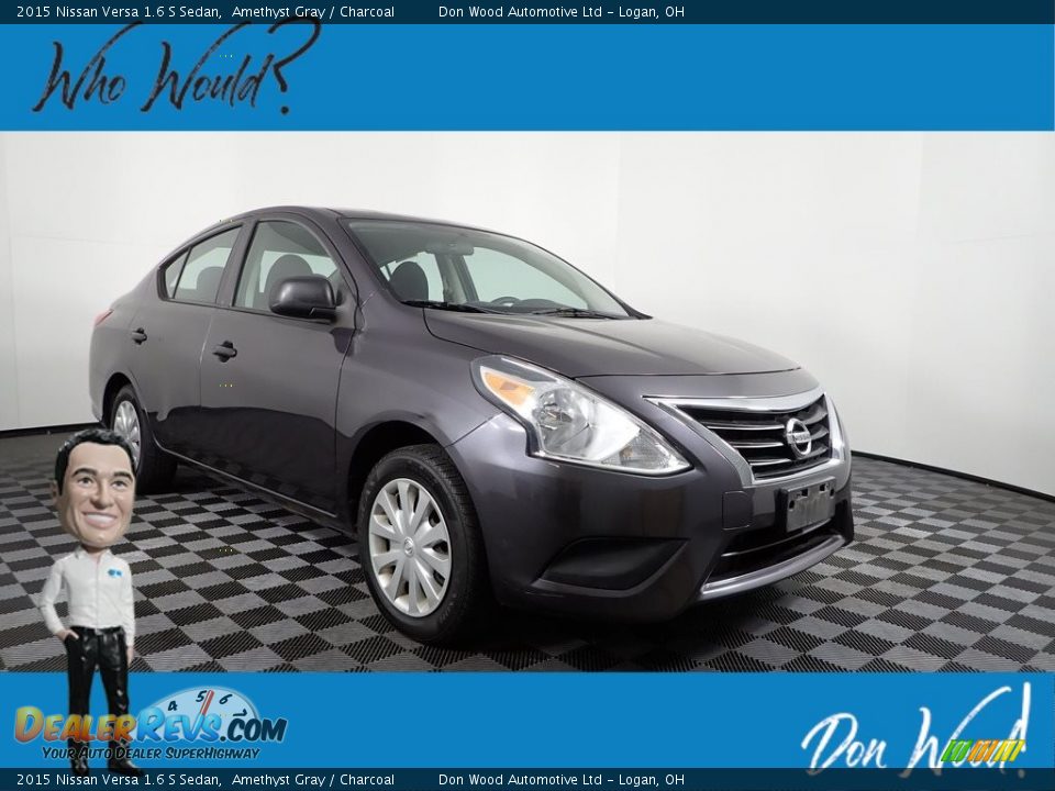 2015 Nissan Versa 1.6 S Sedan Amethyst Gray / Charcoal Photo #1