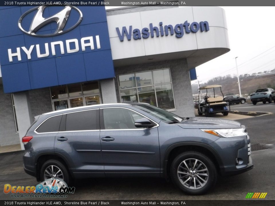 2018 Toyota Highlander XLE AWD Shoreline Blue Pearl / Black Photo #2