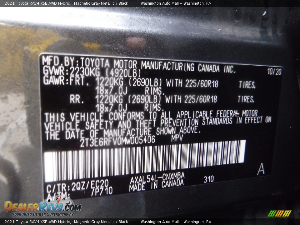 2021 Toyota RAV4 XSE AWD Hybrid Magnetic Gray Metallic / Black Photo #36