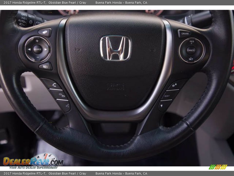 2017 Honda Ridgeline RTL-T Obsidian Blue Pearl / Gray Photo #15