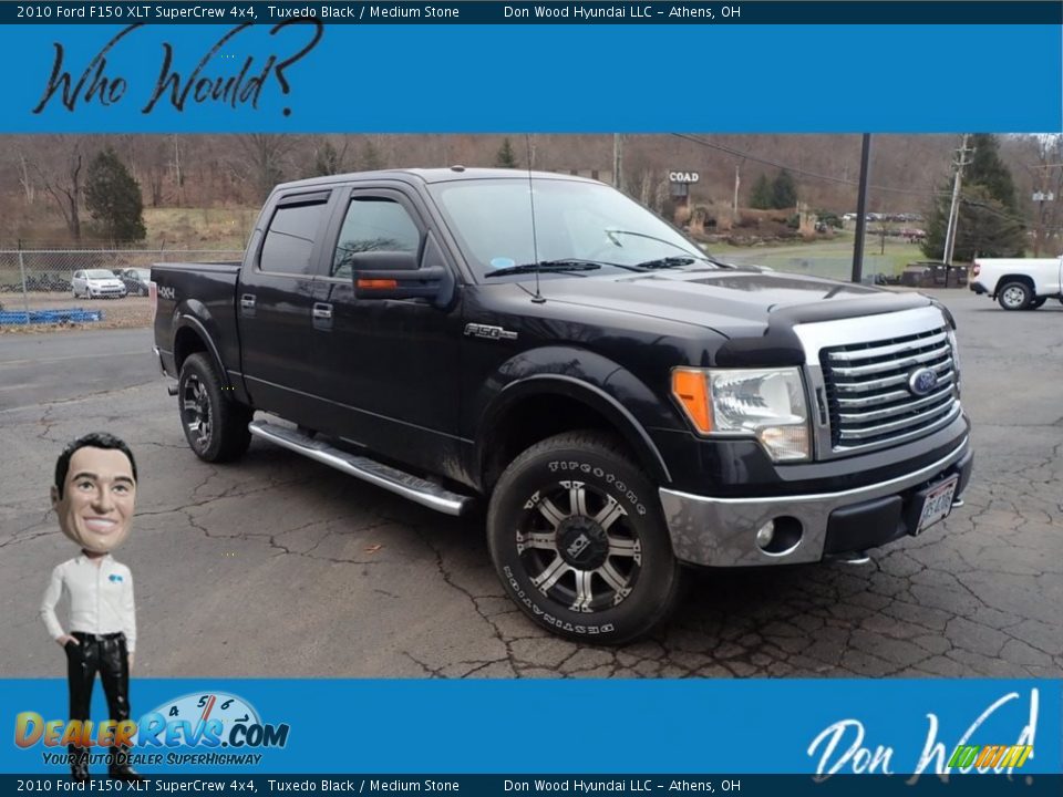 2010 Ford F150 XLT SuperCrew 4x4 Tuxedo Black / Medium Stone Photo #1