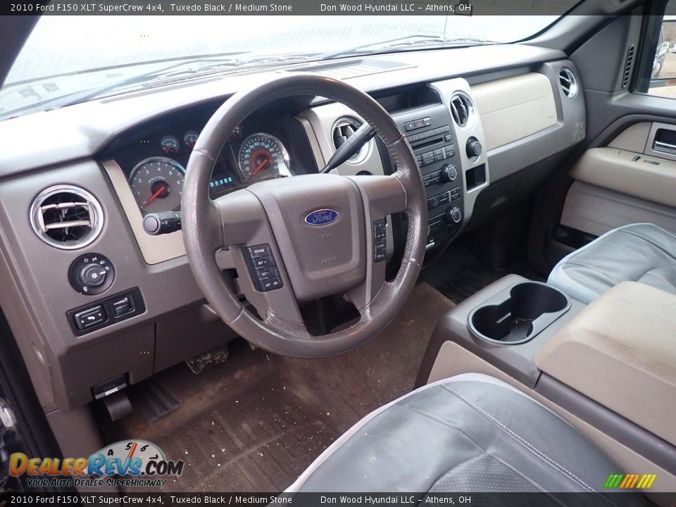 2010 Ford F150 XLT SuperCrew 4x4 Tuxedo Black / Medium Stone Photo #12
