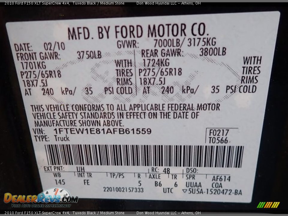 2010 Ford F150 XLT SuperCrew 4x4 Tuxedo Black / Medium Stone Photo #15