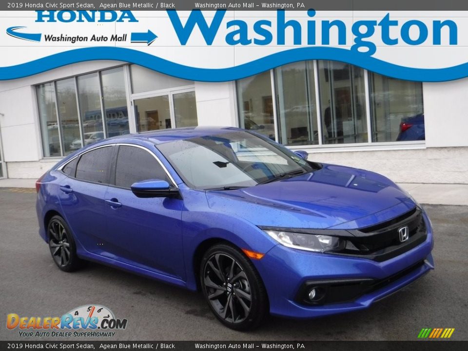 2019 Honda Civic Sport Sedan Agean Blue Metallic / Black Photo #1