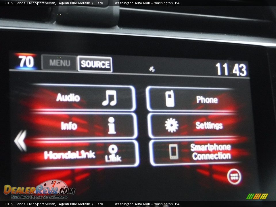 2019 Honda Civic Sport Sedan Agean Blue Metallic / Black Photo #17