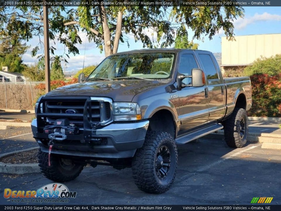 2003 Ford F250 Super Duty Lariat Crew Cab 4x4 Dark Shadow Grey Metallic / Medium Flint Grey Photo #7