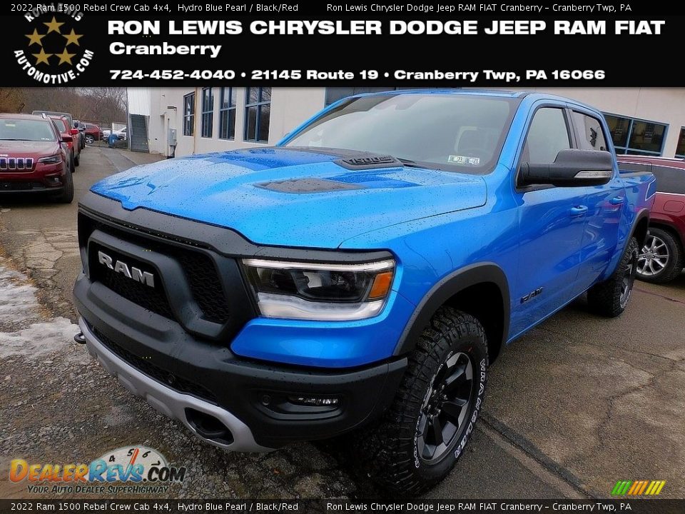 2022 Ram 1500 Rebel Crew Cab 4x4 Hydro Blue Pearl / Black/Red Photo #1