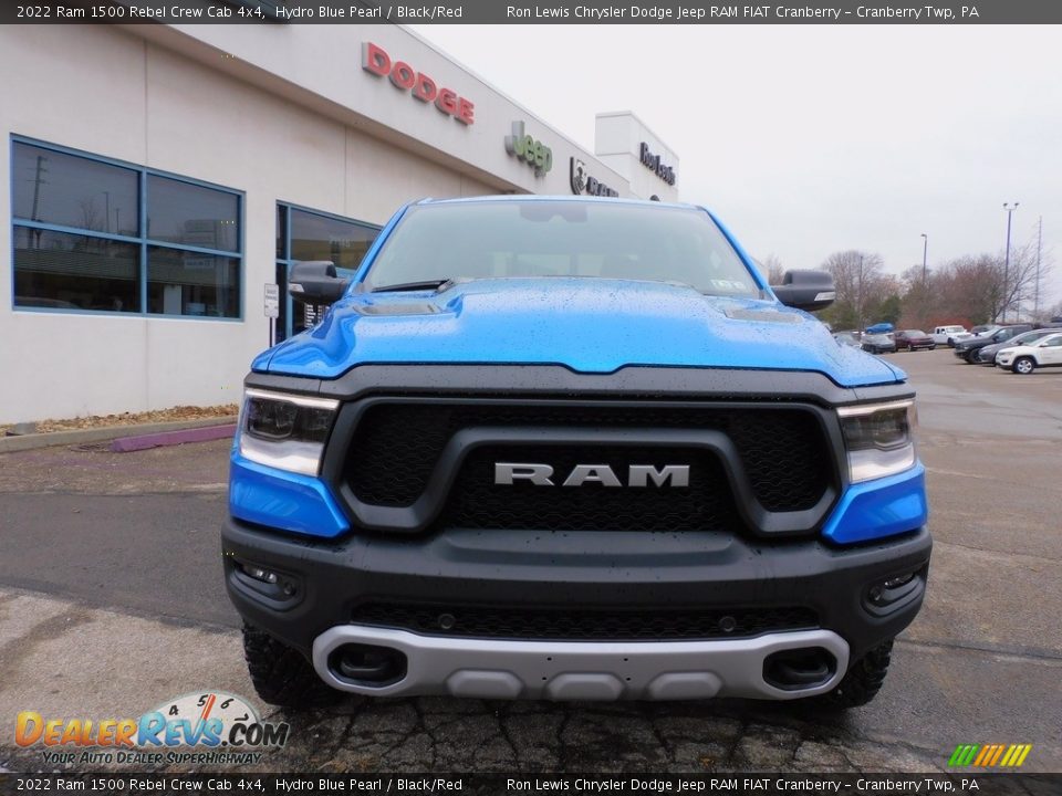 2022 Ram 1500 Rebel Crew Cab 4x4 Hydro Blue Pearl / Black/Red Photo #2