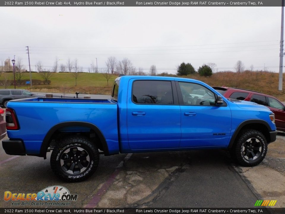 2022 Ram 1500 Rebel Crew Cab 4x4 Hydro Blue Pearl / Black/Red Photo #4