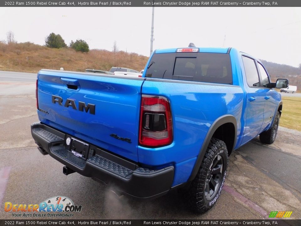 2022 Ram 1500 Rebel Crew Cab 4x4 Hydro Blue Pearl / Black/Red Photo #5