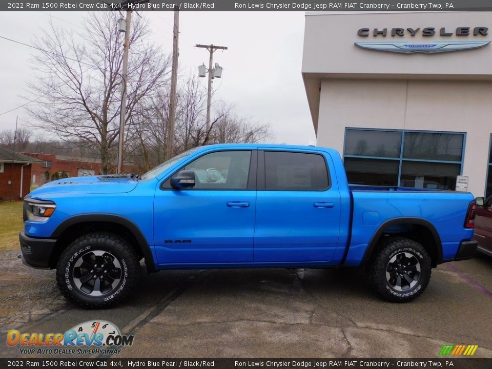 2022 Ram 1500 Rebel Crew Cab 4x4 Hydro Blue Pearl / Black/Red Photo #9