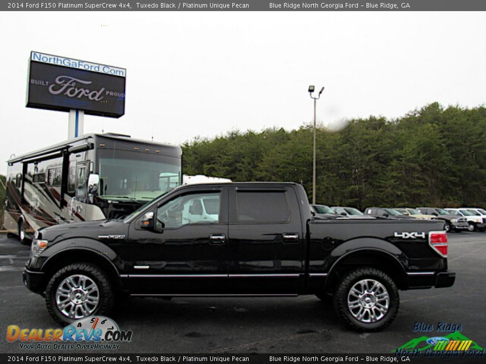 2014 Ford F150 Platinum SuperCrew 4x4 Tuxedo Black / Platinum Unique Pecan Photo #2