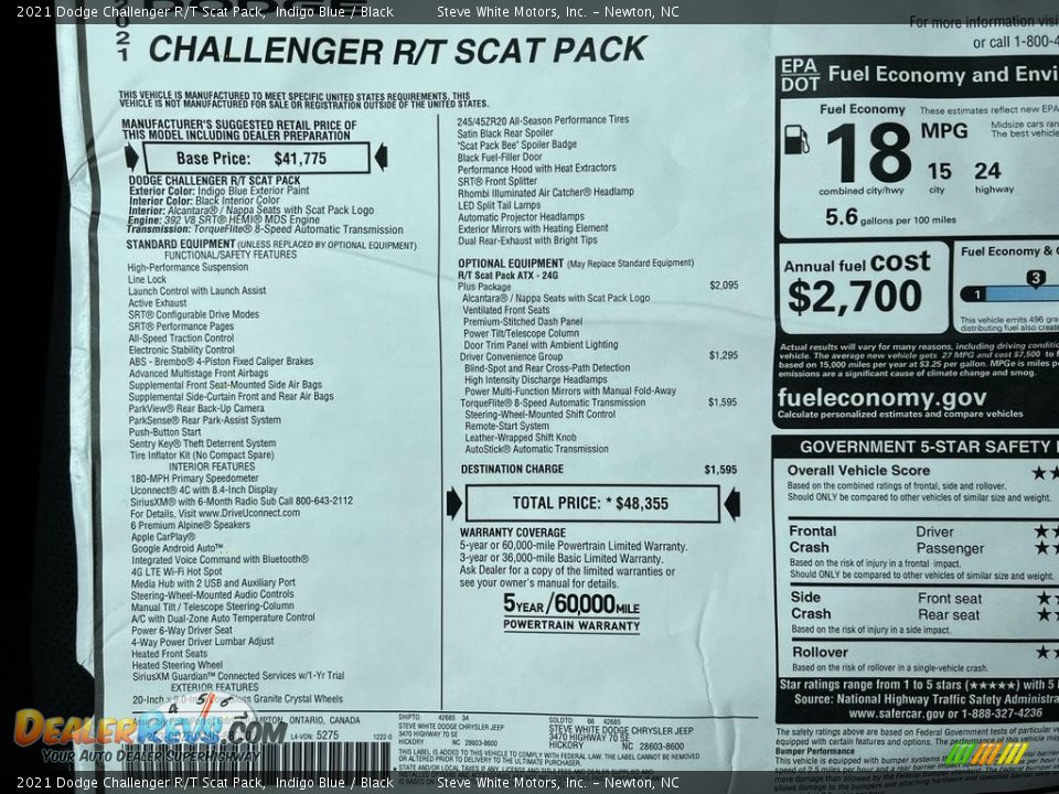 2021 Dodge Challenger R/T Scat Pack Indigo Blue / Black Photo #26
