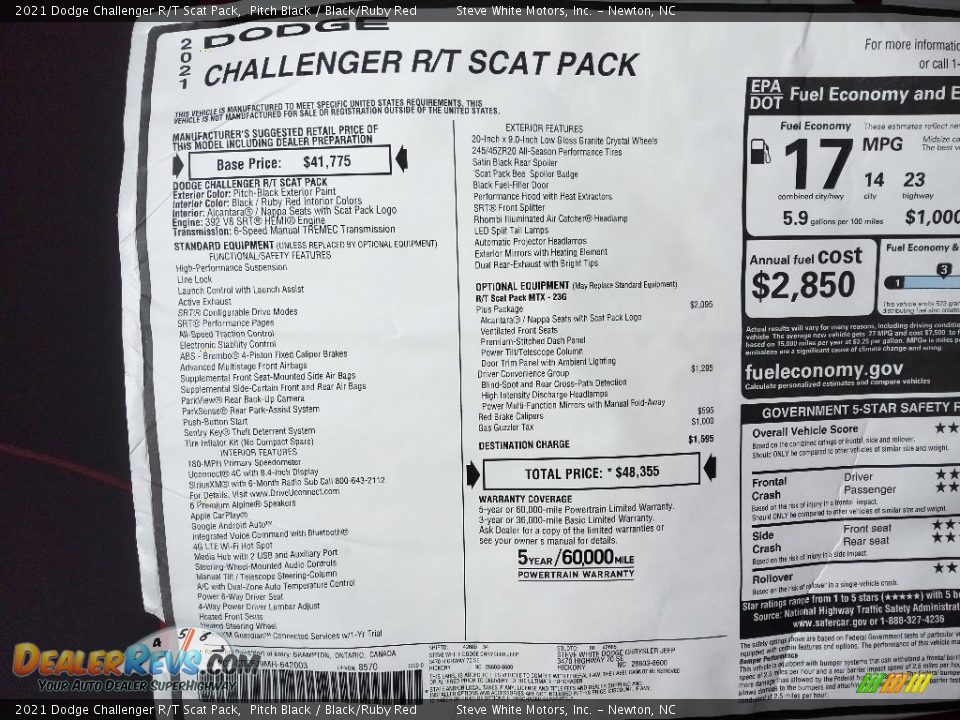 2021 Dodge Challenger R/T Scat Pack Window Sticker Photo #26