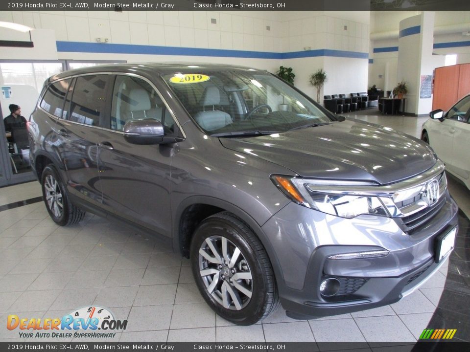 2019 Honda Pilot EX-L AWD Modern Steel Metallic / Gray Photo #3