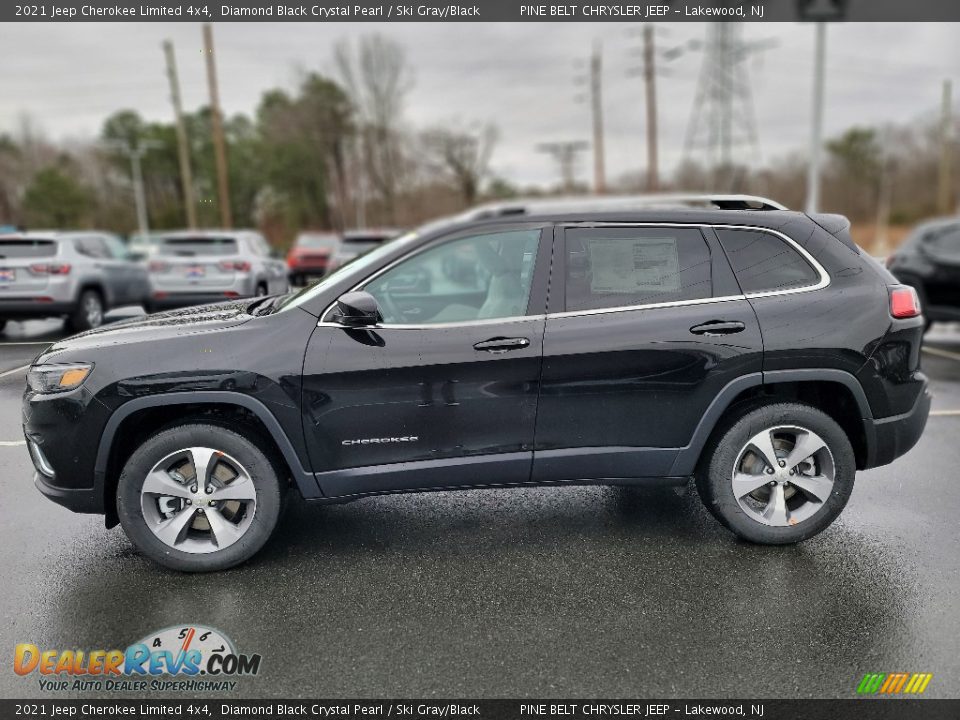 2021 Jeep Cherokee Limited 4x4 Diamond Black Crystal Pearl / Ski Gray/Black Photo #3