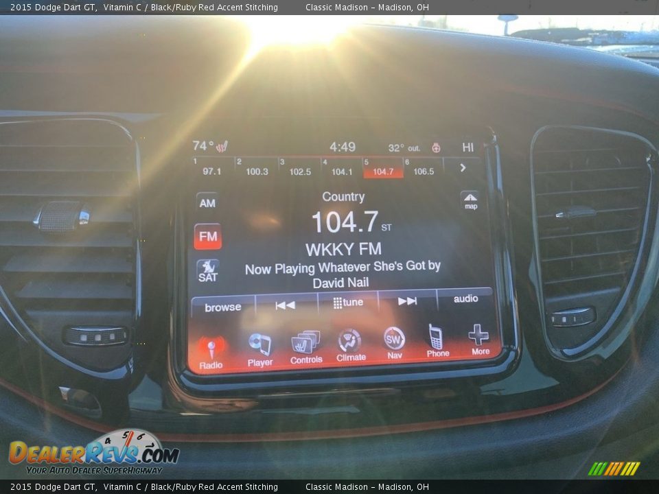 2015 Dodge Dart GT Vitamin C / Black/Ruby Red Accent Stitching Photo #13