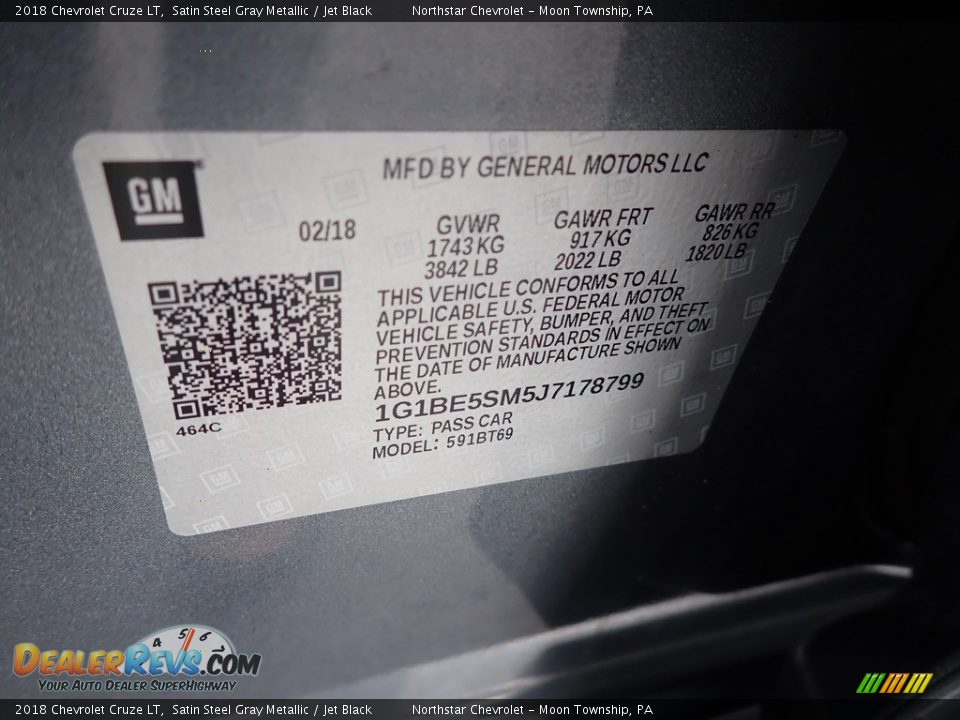 2018 Chevrolet Cruze LT Satin Steel Gray Metallic / Jet Black Photo #28