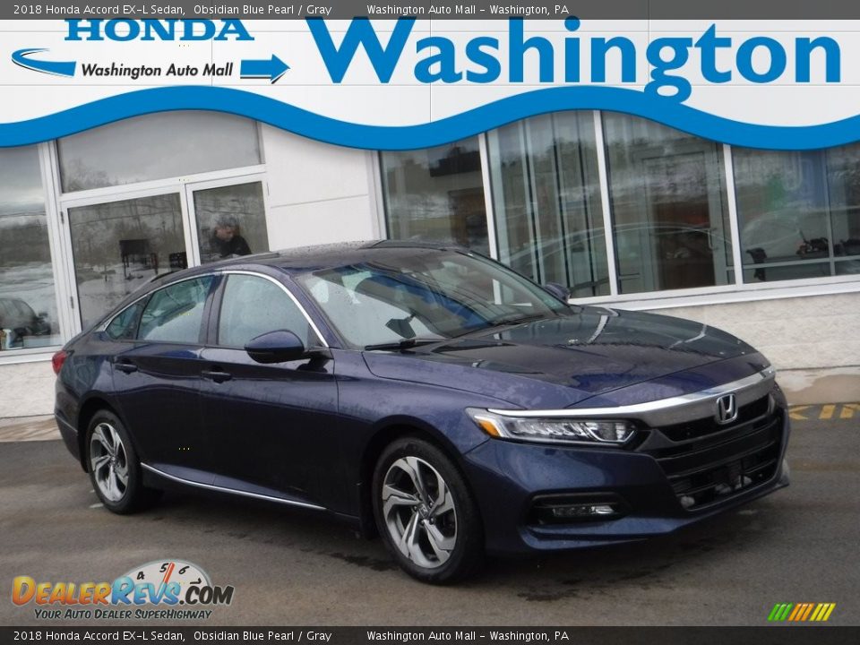 2018 Honda Accord EX-L Sedan Obsidian Blue Pearl / Gray Photo #1