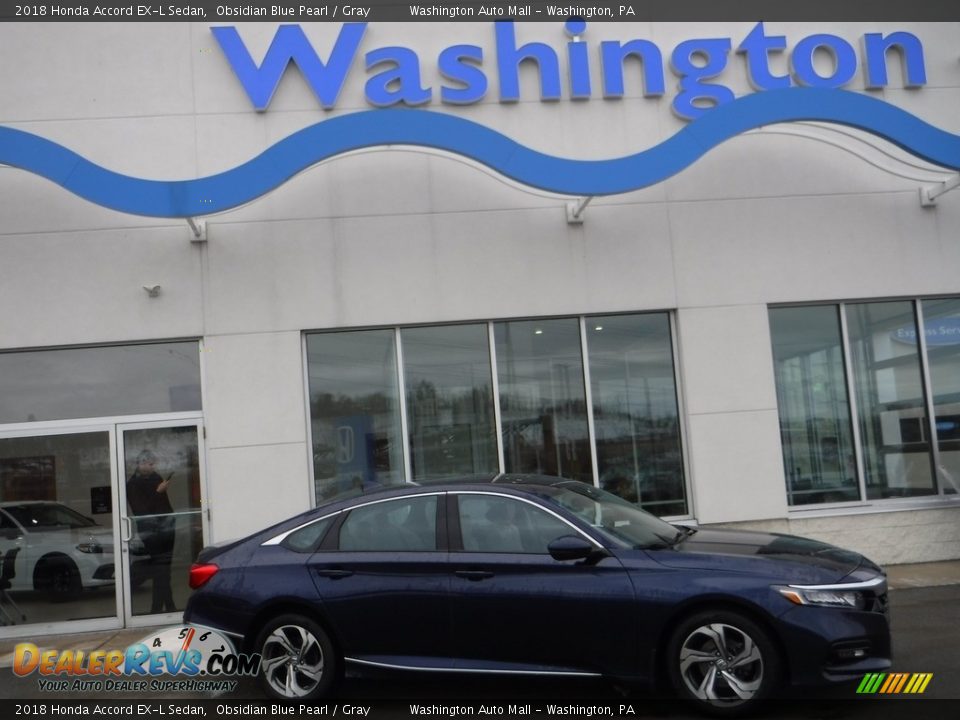 2018 Honda Accord EX-L Sedan Obsidian Blue Pearl / Gray Photo #2