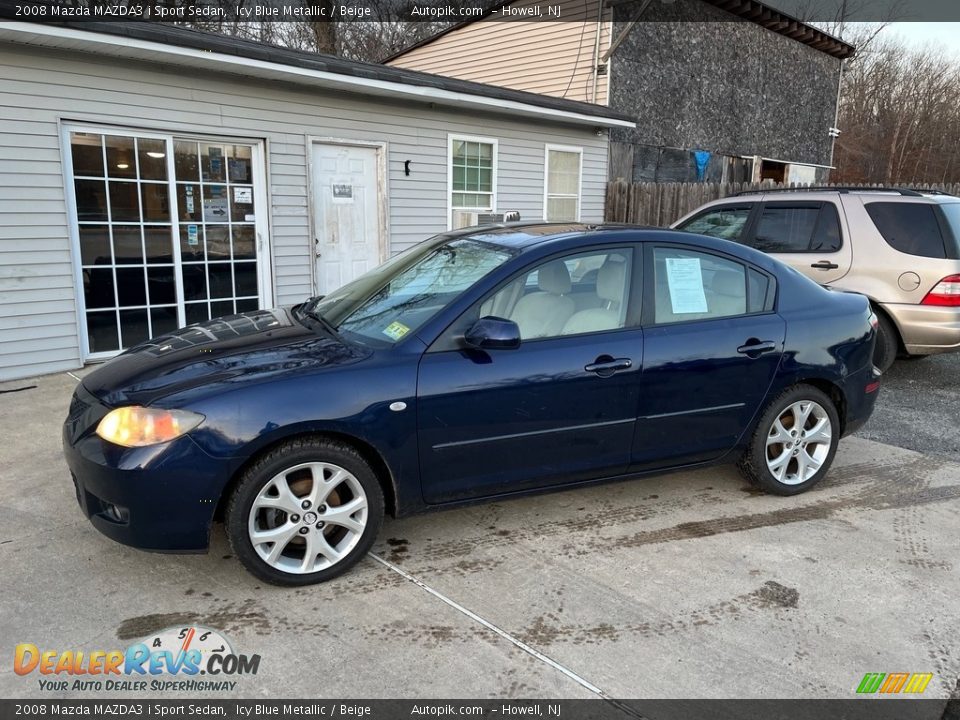 2008 Mazda MAZDA3 i Sport Sedan Icy Blue Metallic / Beige Photo #3