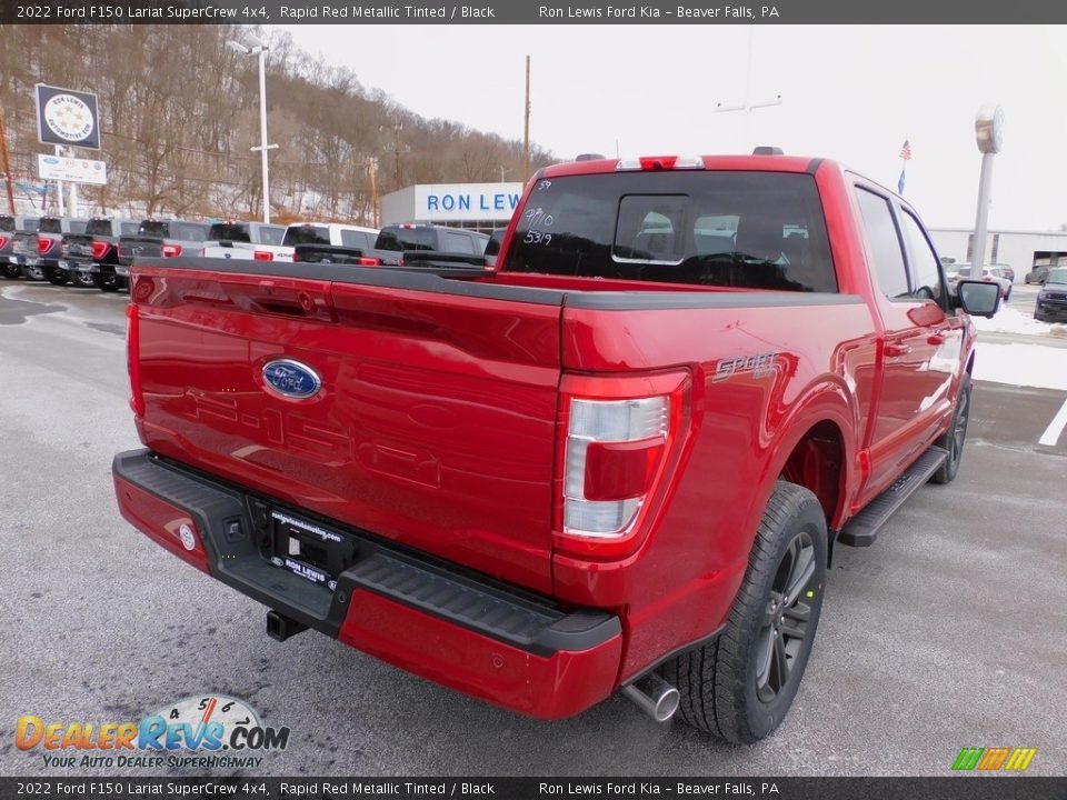 2022 Ford F150 Lariat SuperCrew 4x4 Rapid Red Metallic Tinted / Black Photo #2