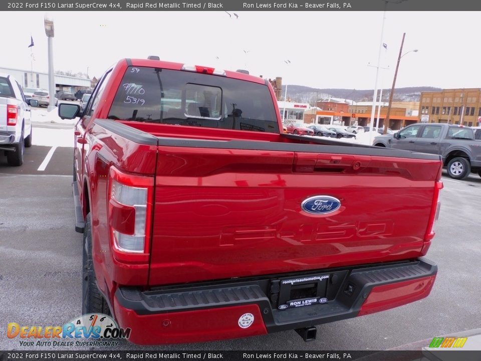 2022 Ford F150 Lariat SuperCrew 4x4 Rapid Red Metallic Tinted / Black Photo #3