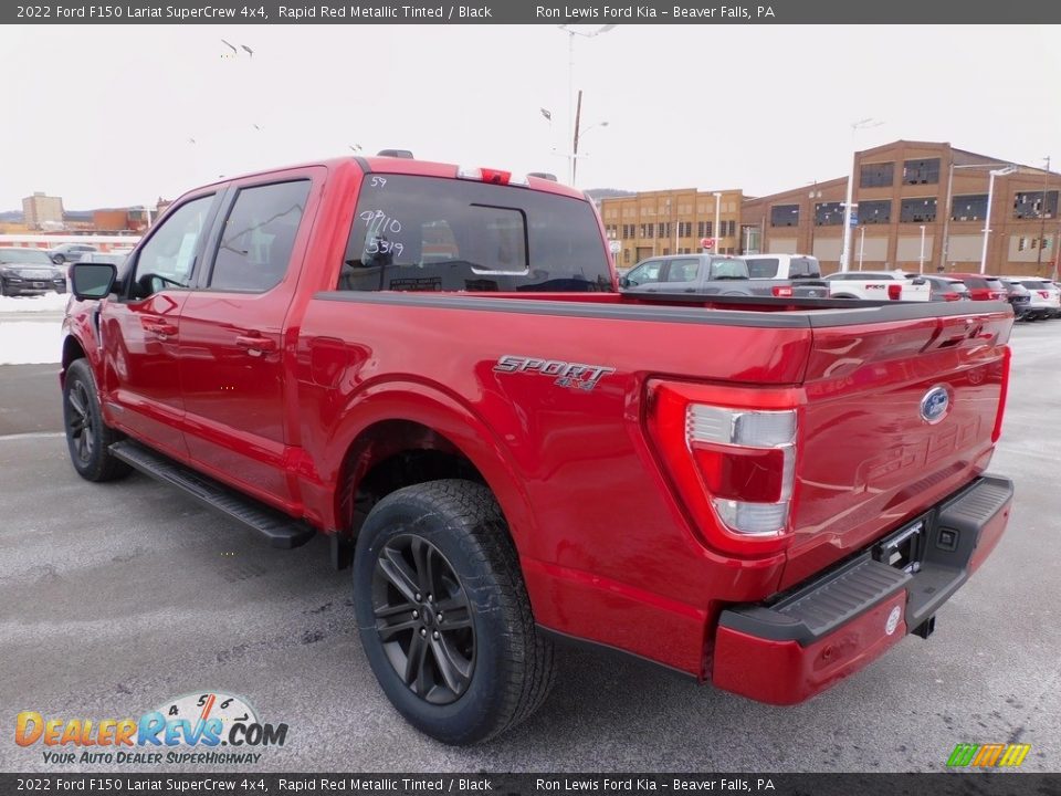 2022 Ford F150 Lariat SuperCrew 4x4 Rapid Red Metallic Tinted / Black Photo #5