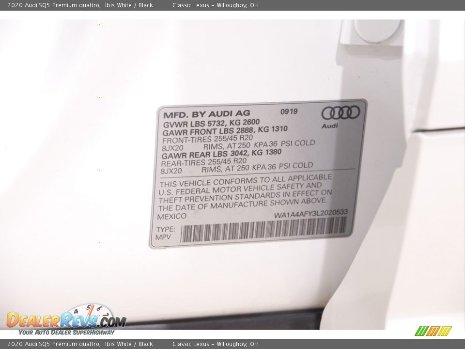 2020 Audi SQ5 Premium quattro Ibis White / Black Photo #21