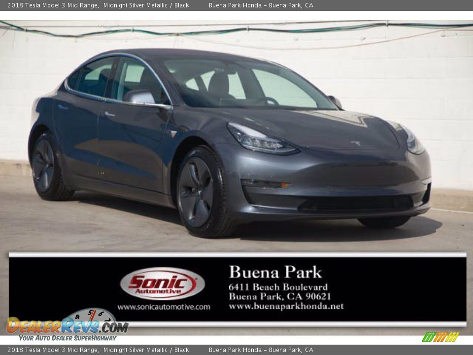 2018 Tesla Model 3 Mid Range Midnight Silver Metallic / Black Photo #1