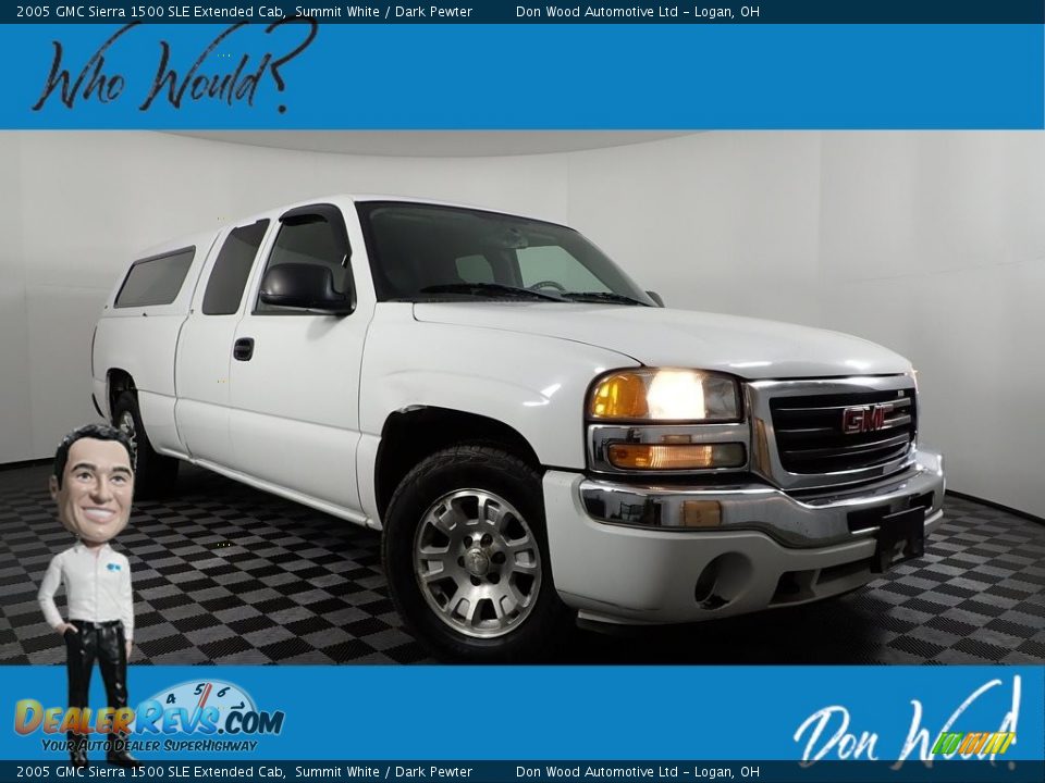 2005 GMC Sierra 1500 SLE Extended Cab Summit White / Dark Pewter Photo #1