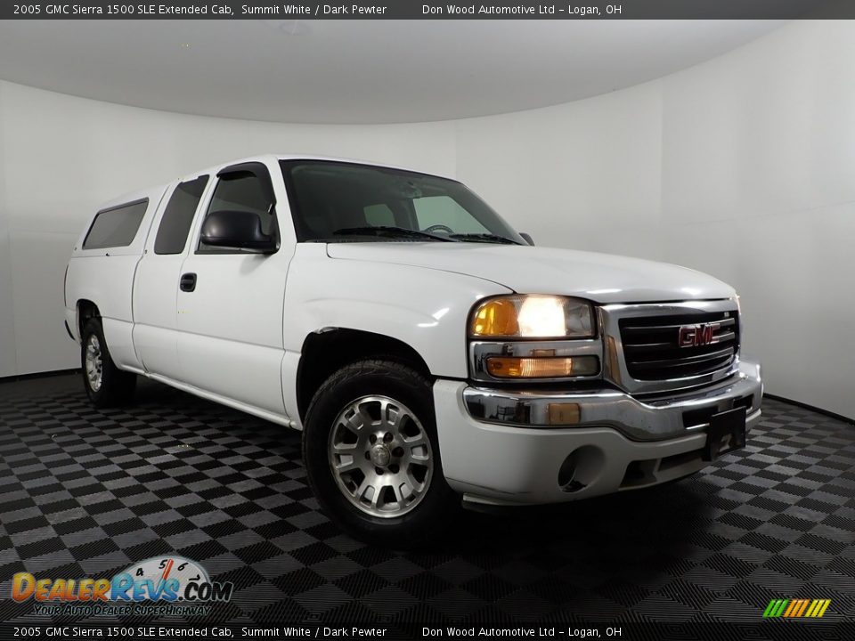 2005 GMC Sierra 1500 SLE Extended Cab Summit White / Dark Pewter Photo #2