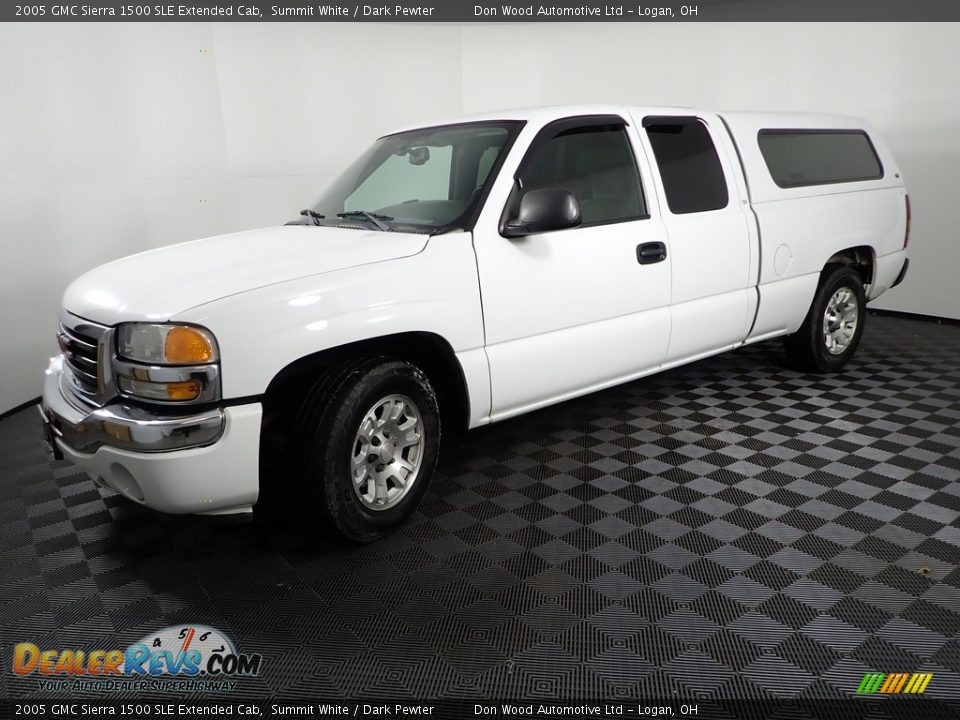 2005 GMC Sierra 1500 SLE Extended Cab Summit White / Dark Pewter Photo #8