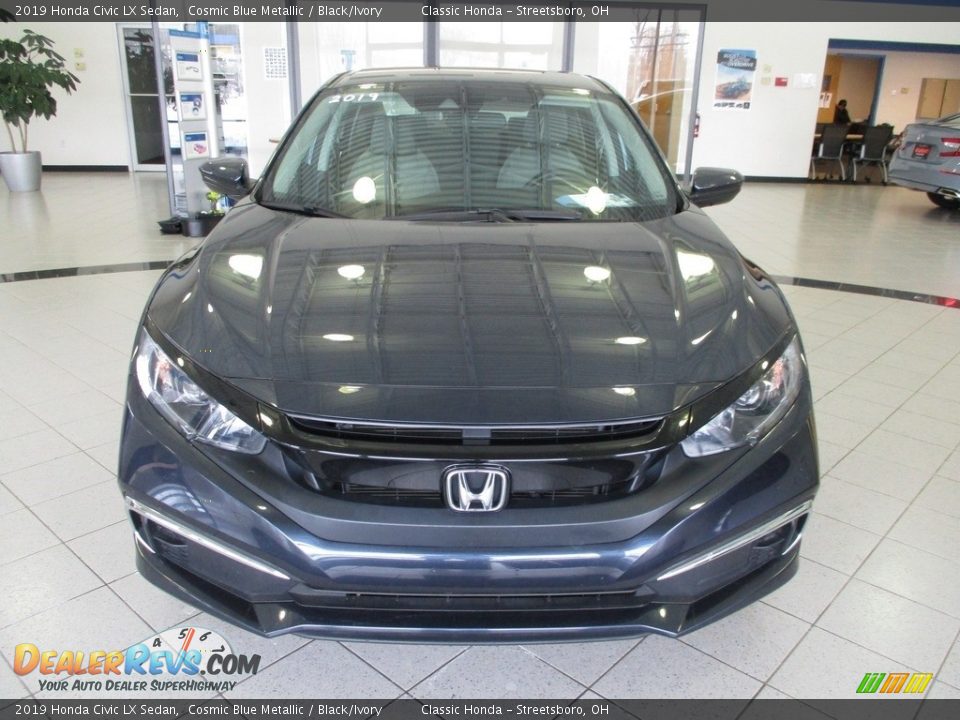 2019 Honda Civic LX Sedan Cosmic Blue Metallic / Black/Ivory Photo #2